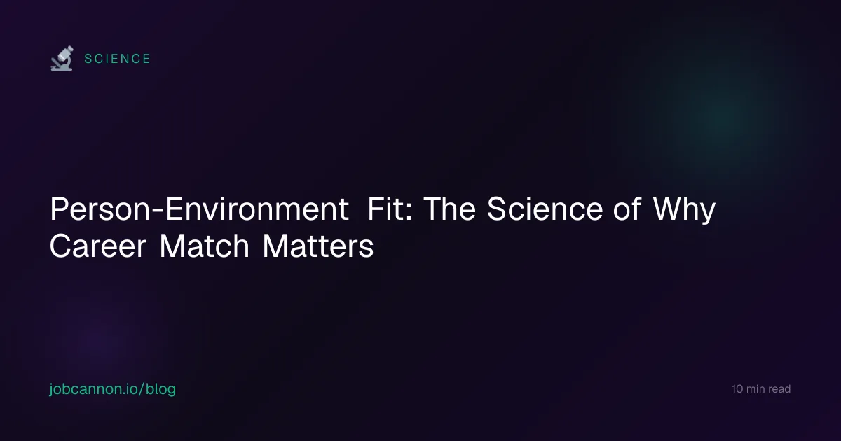Person-Environment Fit: The Science of Why Career Match Matters