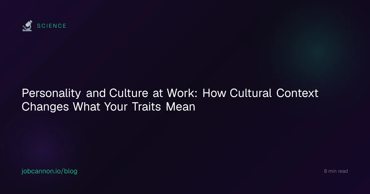 Personality and Culture at Work: How Cultural Context Changes What Your Traits Mean