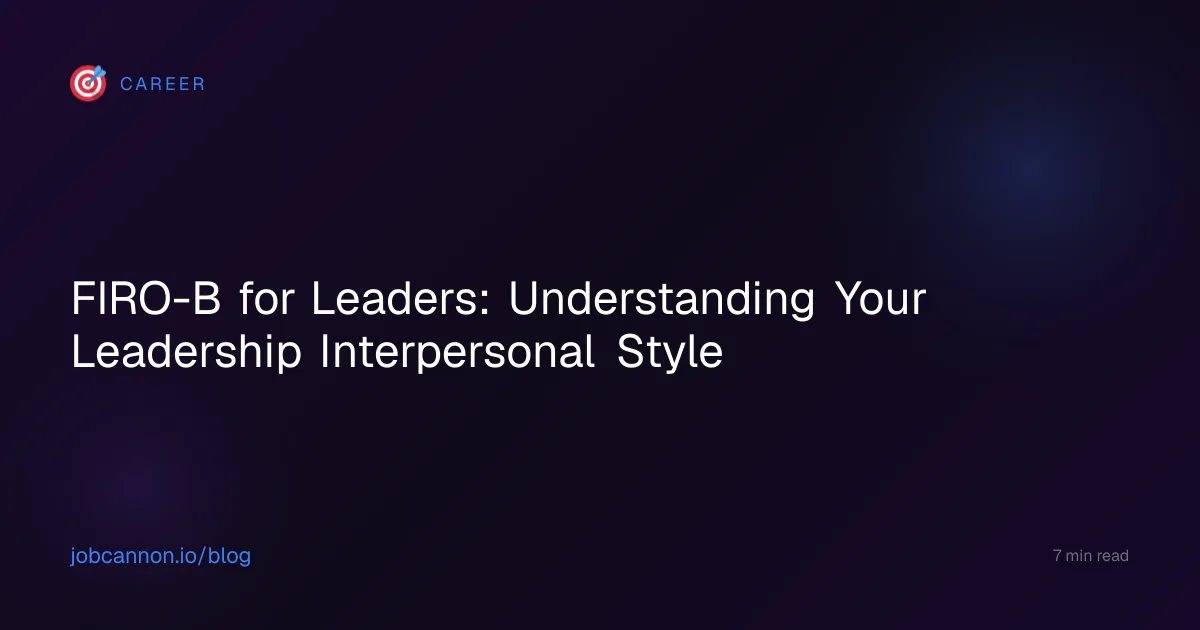 FIRO-B for Leaders: Understanding Your Leadership Interpersonal Style