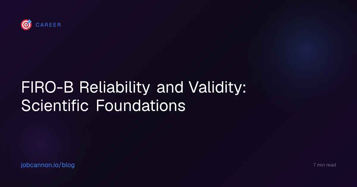 FIRO-B Reliability and Validity: Scientific Foundations