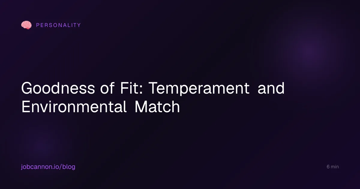 Goodness of Fit: Temperament and Environmental Match