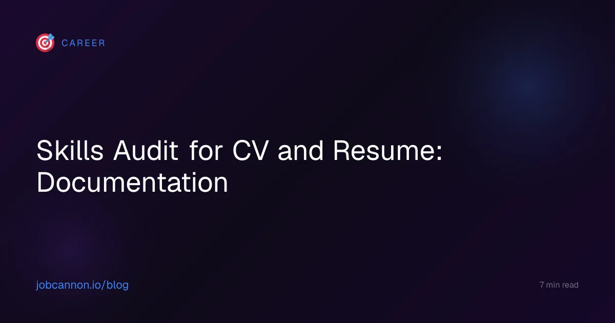Skills Audit for CV and Resume: Documentation