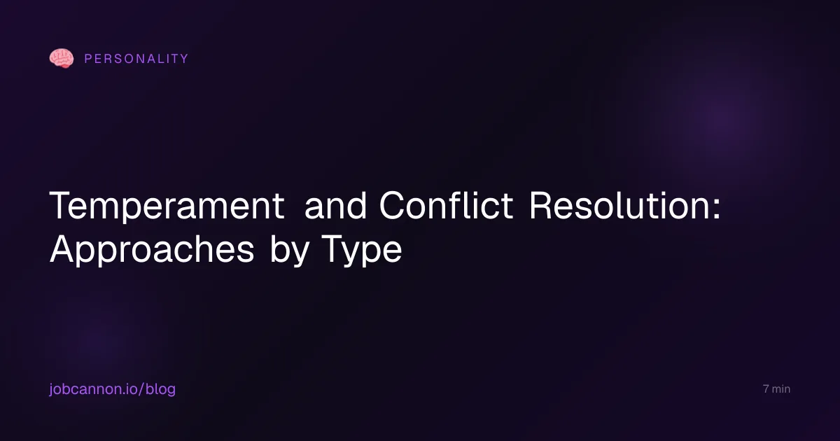 Temperament and Conflict Resolution: Approaches by Type