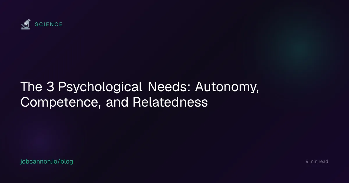 The 3 Psychological Needs: Autonomy, Competence, and Relatedness