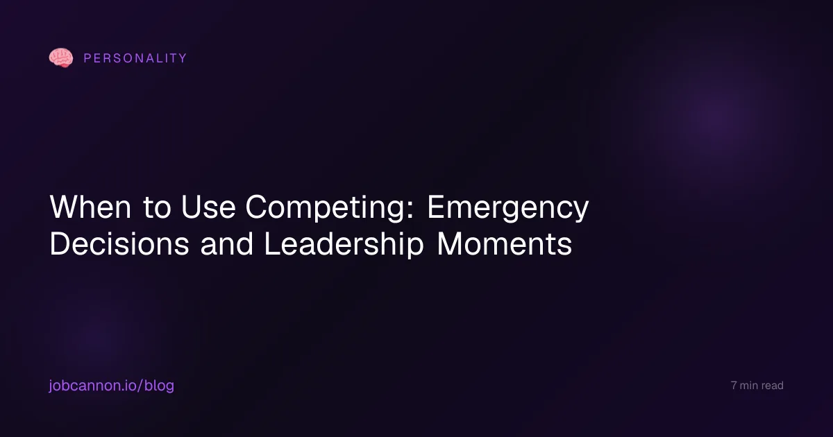 When to Use Competing: Emergency Decisions and Leadership Moments