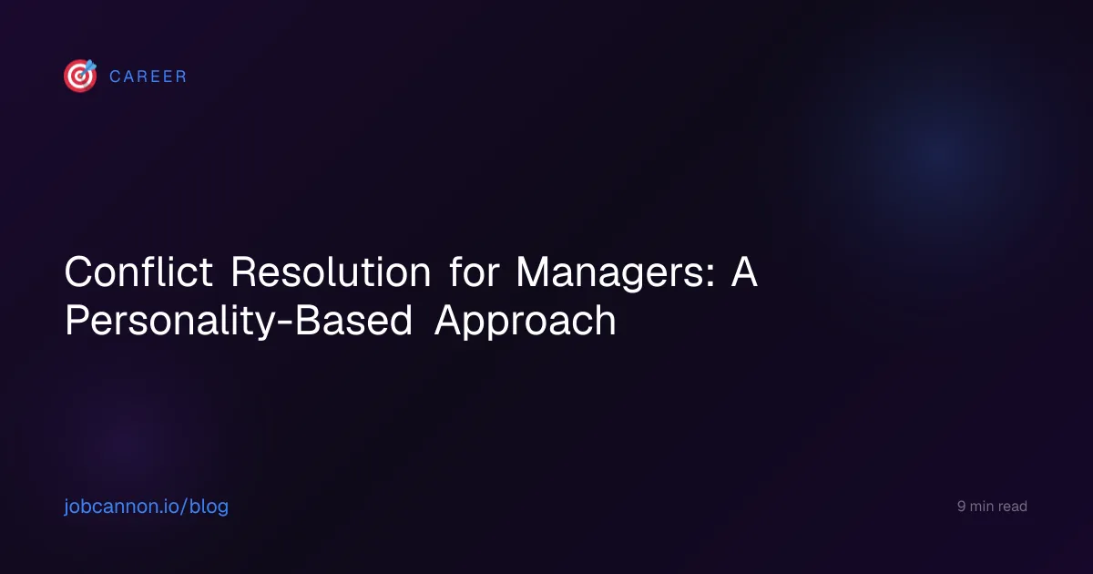Conflict Resolution for Managers: A Personality-Based Approach