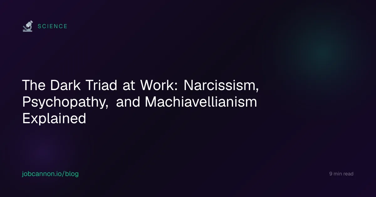 The Dark Triad at Work: Narcissism, Psychopathy, and Machiavellianism Explained