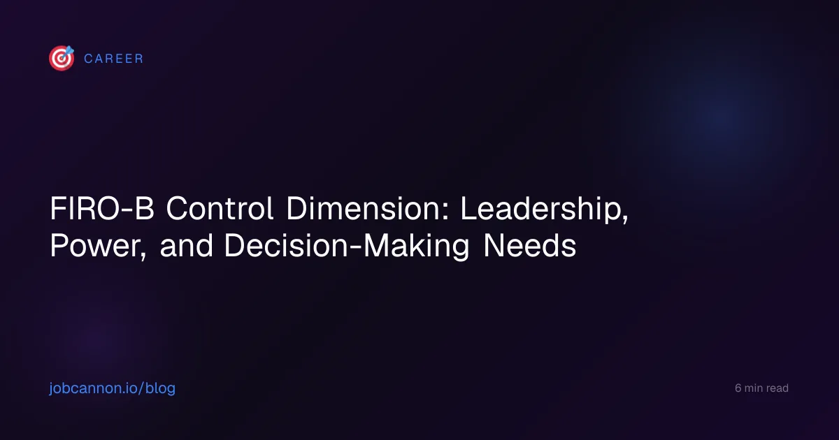 FIRO-B Control Dimension: Leadership, Power, and Decision-Making Needs