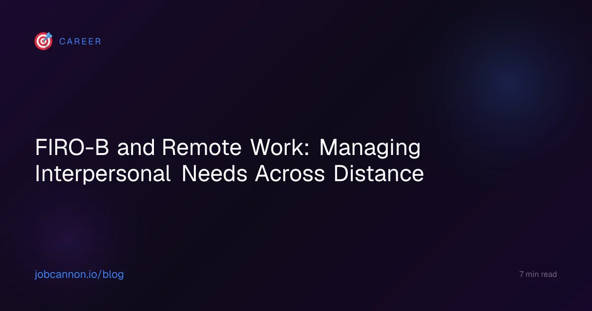 FIRO-B and Remote Work: Managing Interpersonal Needs Across Distance