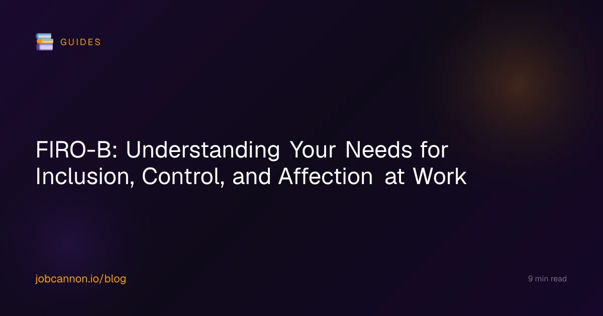 FIRO-B: Understanding Your Needs for Inclusion, Control, and Affection at Work