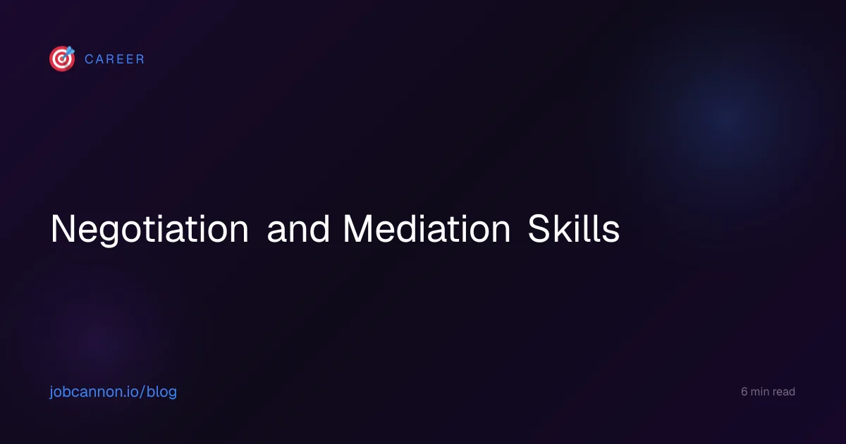 Negotiation and Mediation Skills