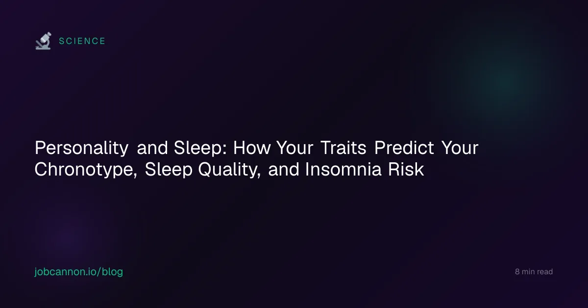 Personality and Sleep: How Your Traits Predict Your Chronotype, Sleep Quality, and Insomnia Risk