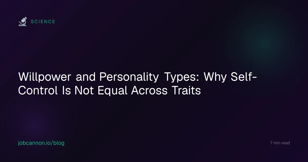 Willpower and Personality Types: Why Self-Control Is Not Equal Across Traits