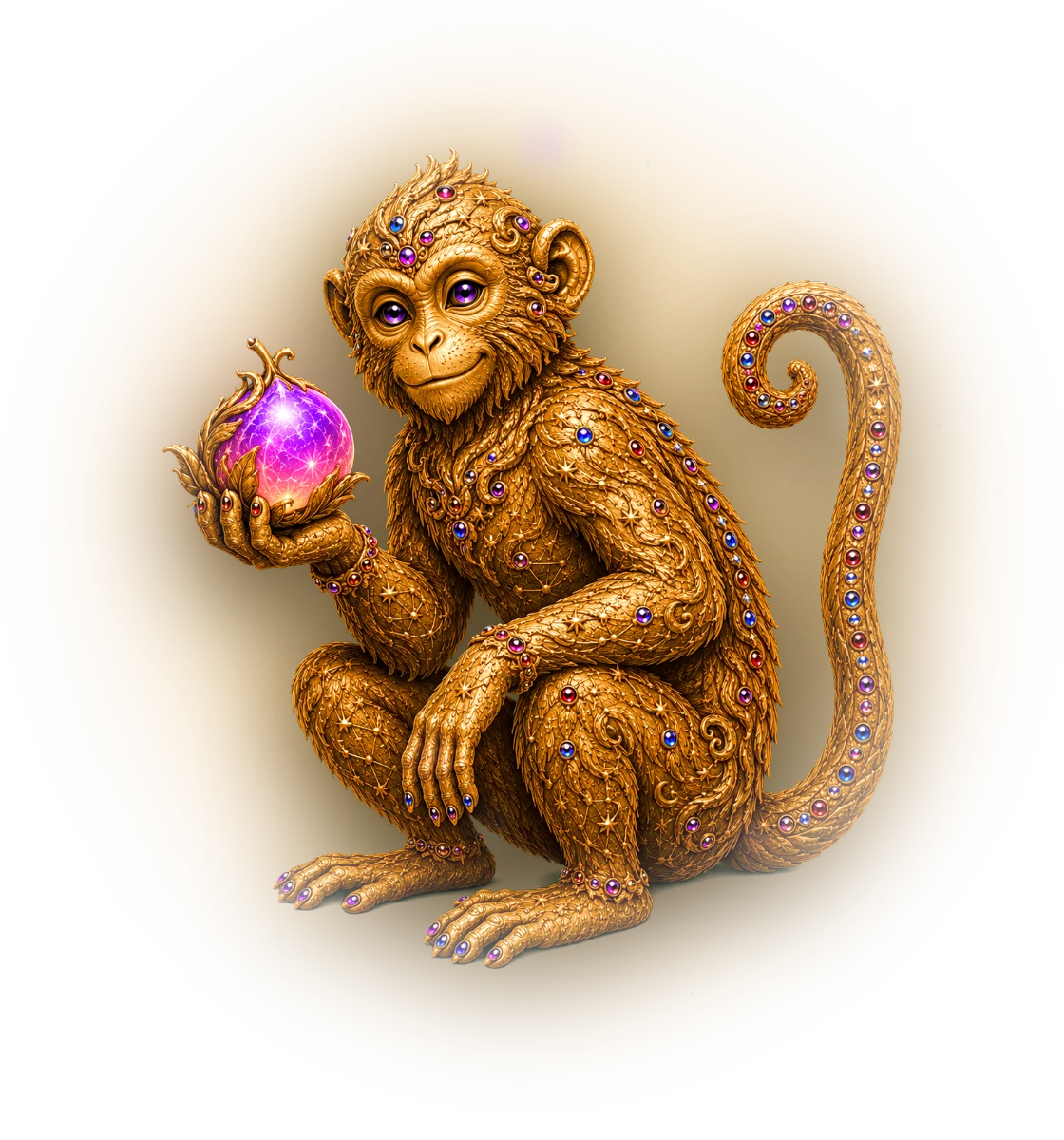 Year of the Monkey — Chinese zodiac figure, gold relief