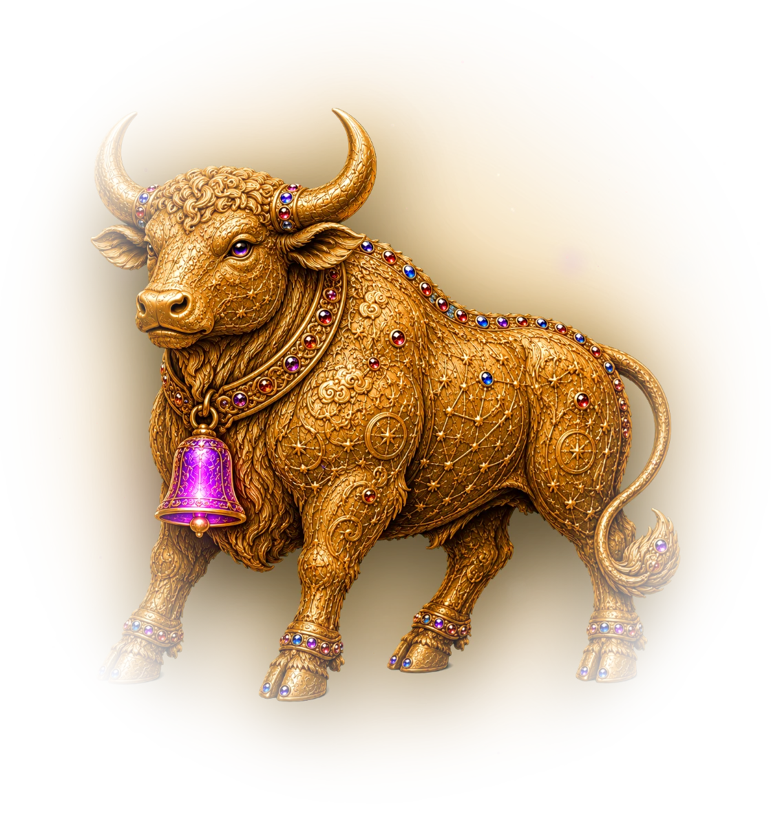 Year of the Ox — Chinese zodiac figure, gold relief