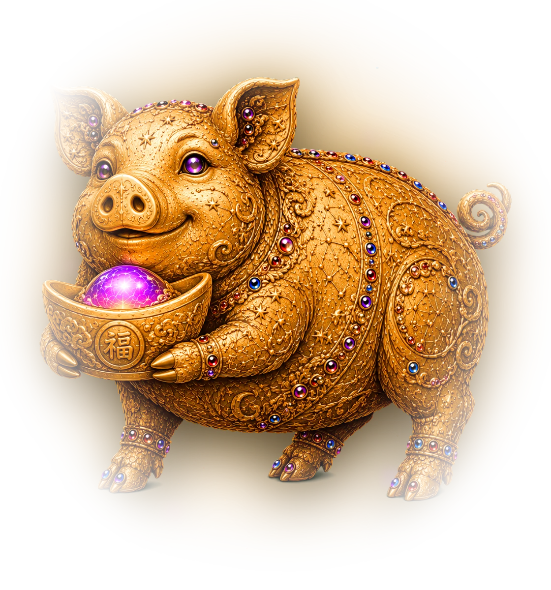 Year of the Pig — Chinese zodiac figure, gold relief