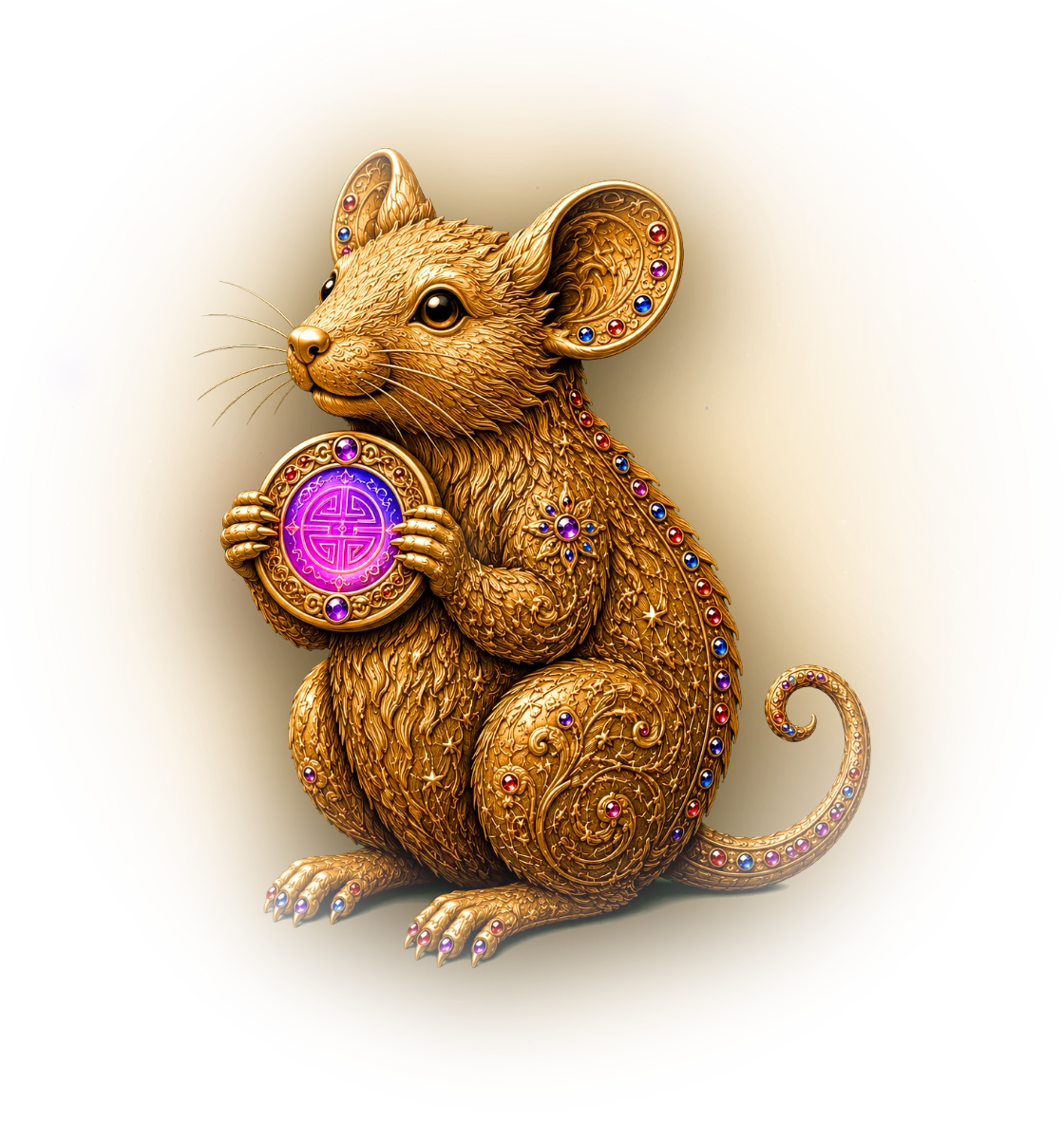 Year of the Rat — Chinese zodiac figure, gold relief