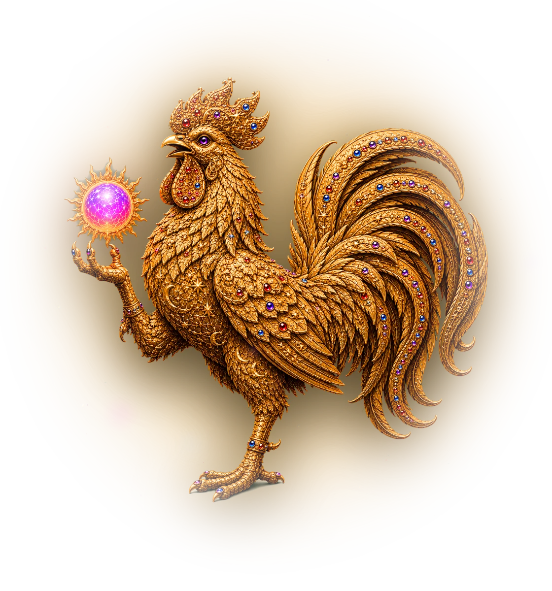 Year of the Rooster — Chinese zodiac figure, gold relief