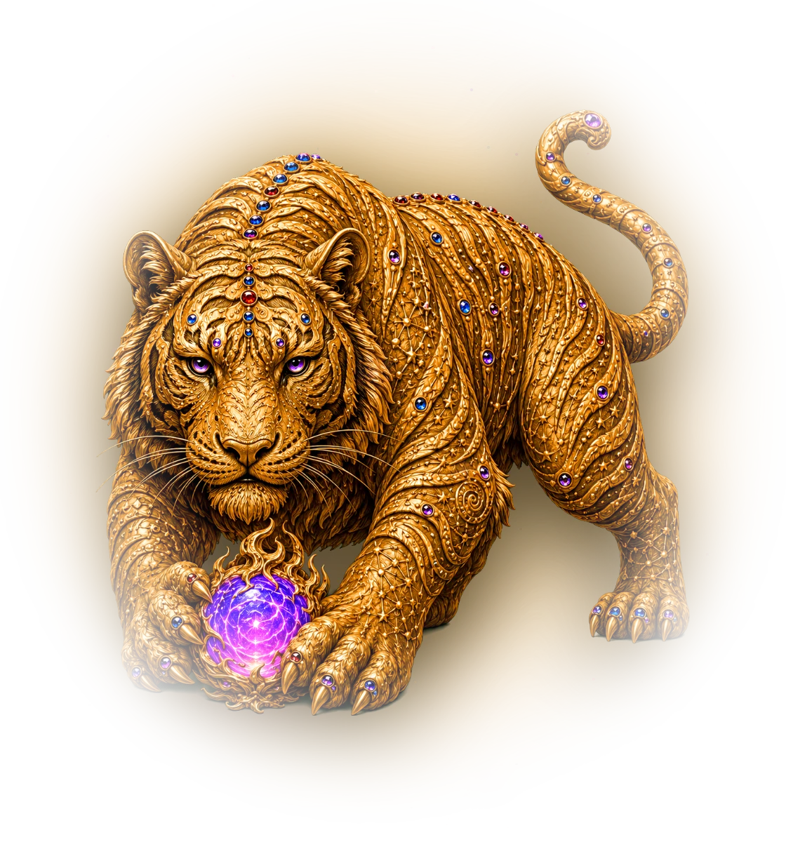 Year of the Tiger — Chinese zodiac figure, gold relief